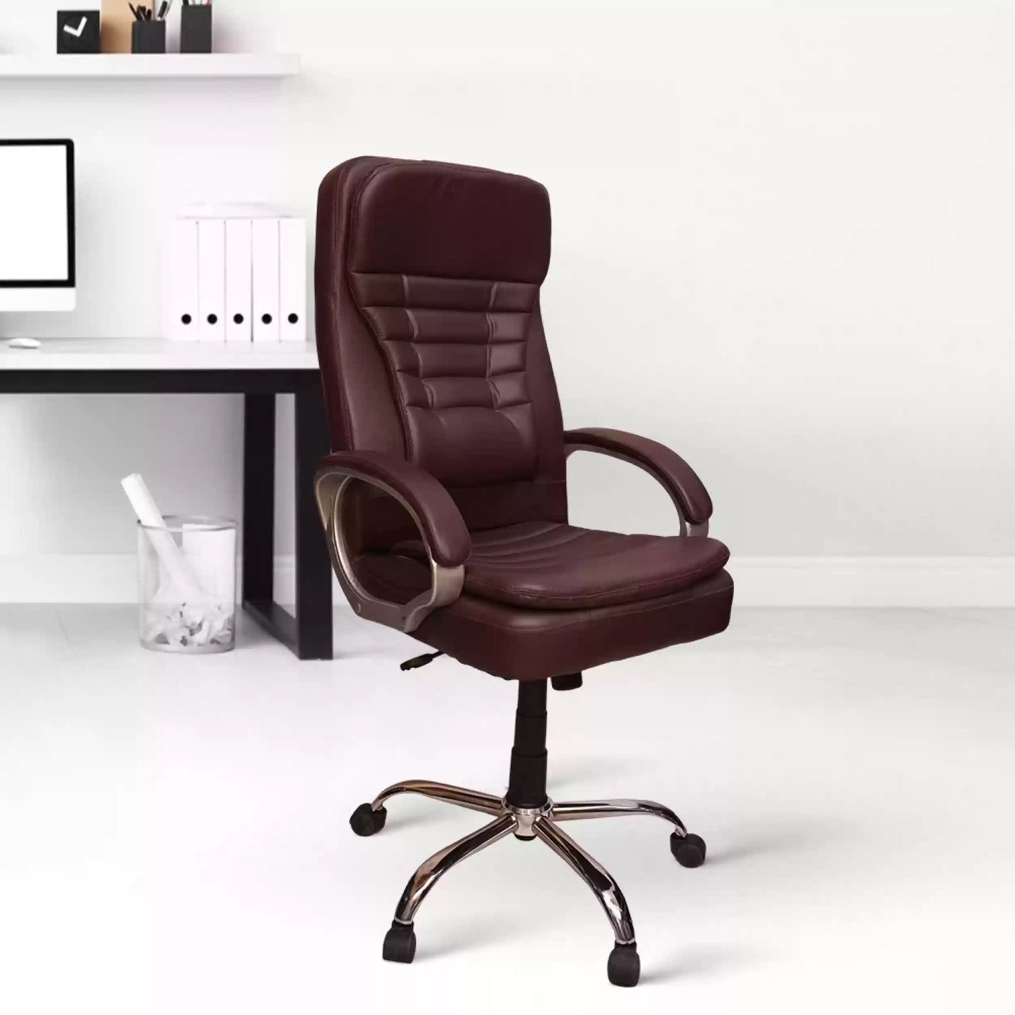 Office Chair Ergonomic Desk Chair, Mesh Computer Chair Armrest Executive Rolling Swivel Adjustable Mid Back Task Chair for Men and Women (Brown)
