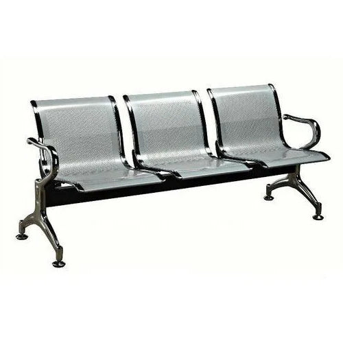 Black And Silver Iron 3 Seater Chair